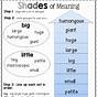 Shades Of Meaning Worksheets