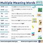 Multi Meaning Words Worksheet