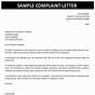 Sample Complain Letter