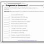 Fragment Or Sentence Worksheet