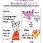 Kindergarten Vocabulary List