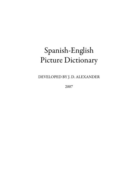 Spanish-English Picture Dictionary for School