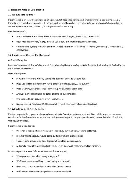Unit 1 Lecture 1 - Data Science Basics and Applications - Studocu