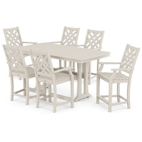 Polywood Wovendale PWS2661-1-SA Wovendale Arm Chair 7-Piece Counter Set ...