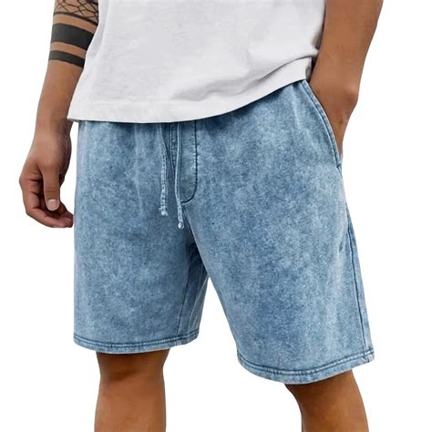 Dresfit Mens Jean Shorts Washed Baggy Drawstring Denim Shorts 2026 ...