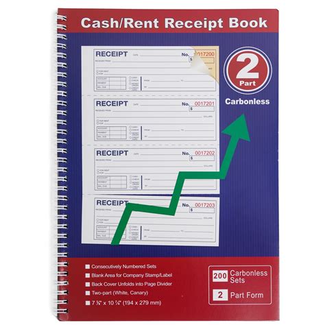 Gimehome Money and Rent Receipt Book, 2-Part Carbonless, 7-5/8" x 11 ...