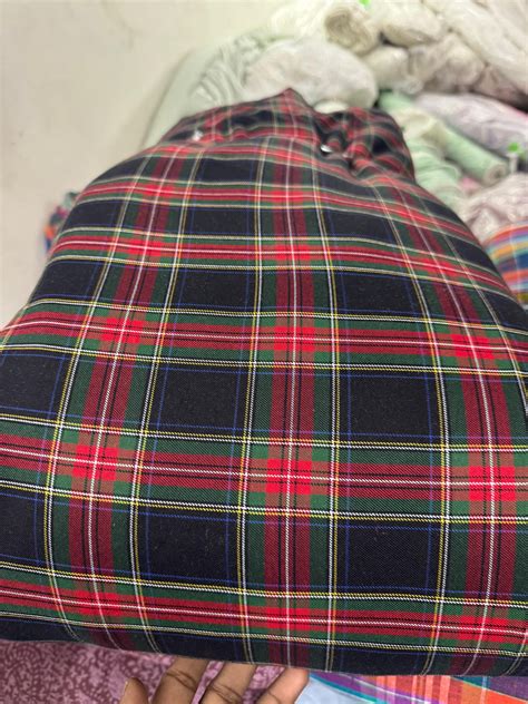 Buy Arvind Mill Cotton Twill Typical British Green Red Check Fabric – MAF