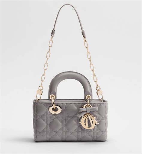 Mini Lady D-Joy Bag Gris Trianon Cannage Lambskin | DIOR
