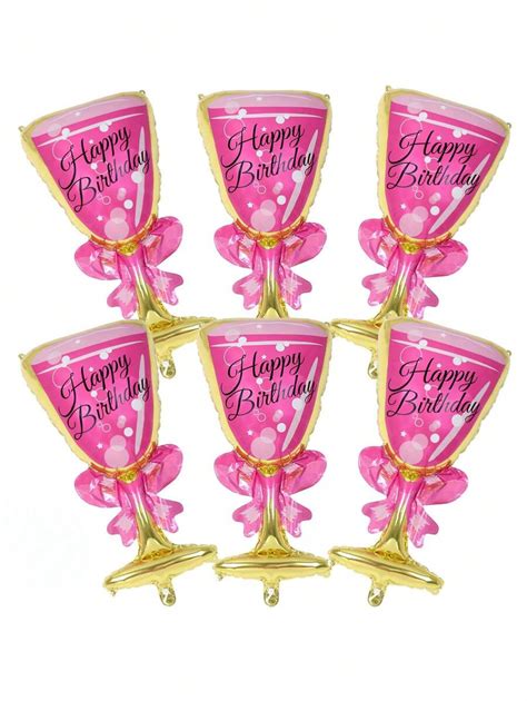 1 Pc Happy Birthday Champagne Bottle And Goblet Wine Glass Large Mylar