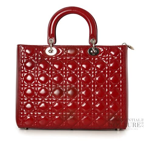 Shop Pre-Loved Christian Dior Cherry Red Cannage Quilted Patent Leather ...