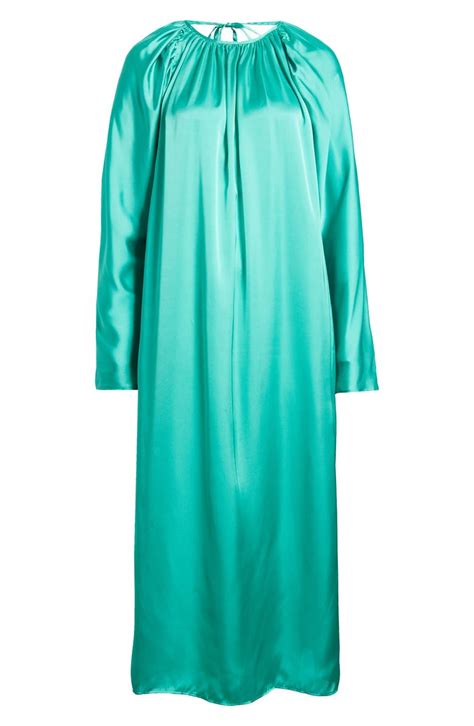 ASOS DESIGN Long Sleeve Washed Satin Shift Midi Dress | Nordstromrack