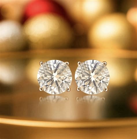 JeenMata Certified Lab Grown Diamond Earrings 1 Carat Round Cut 18K ...