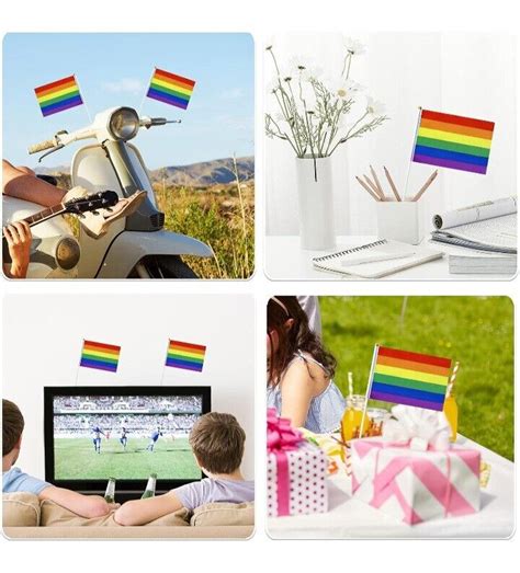 60 Pack Mini Rainbow Gay Pride Flag Small Hand Held LBGT Flags Handel
