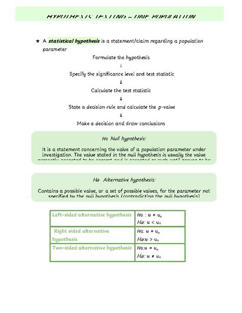 SU4 Hypothesis Testing for One Population: Concepts and Calculations ...