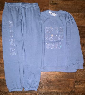 Victoria's Secret Pink Bling Rhinestones Campus Pullover + Pants Dusty ...