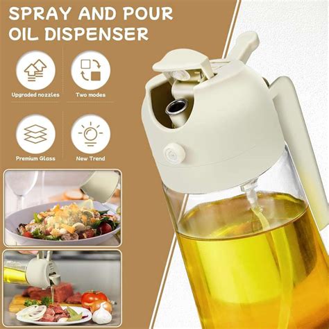 Coozico 2 in 1 Olive Oil Dispenser and Oil Sprayer - 500ml Olive Oil ...