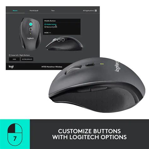 Logitech M705 Marathon Wireless Optical Mouse with 5 Programmable ...