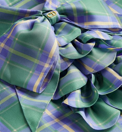 Blouse with Removable Bow Multicolor Check'n'Dior Silk Twill | DIOR