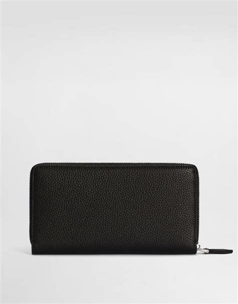 Calfskin wallet with logo in Black for Men | Dolce&Gabbana®