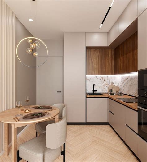 Modern Kitchen And Dining Area With Wood Flooring