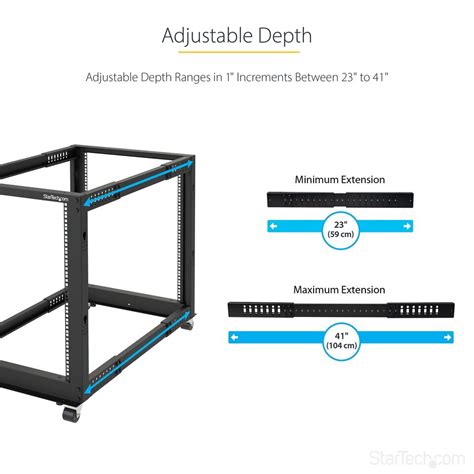 Startech Post U Mobile Open Frame Server Rack Network Rack With Wheels Ebay