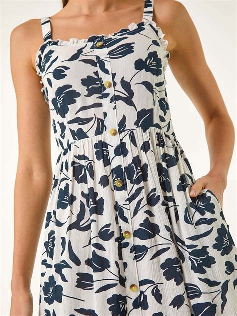 Buy Roman White Floral Print Midi Sundress from Next India
