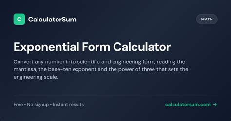 Exponential Form Calculator - Mantissa & Exponent - CalculatorSum