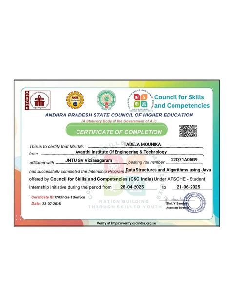 Certificate of Completion: Internship in Data Structures & Algorithms ...