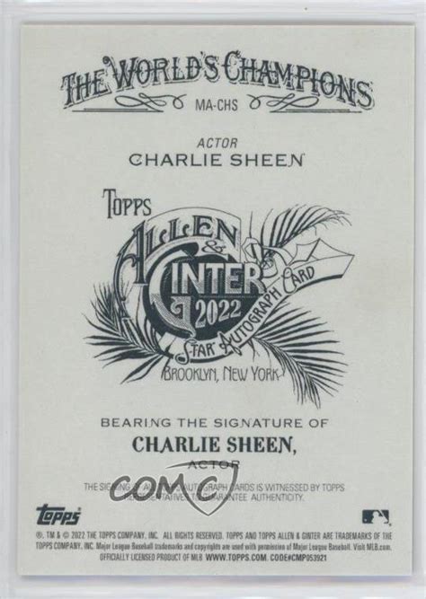 Topps Allen Ginter Full Size Non Baseball Charlie Sheen Ma Chs