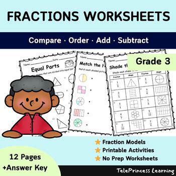 Grade 3 Fractions Worksheets | Compare, Order, Add & Subtract Fractions