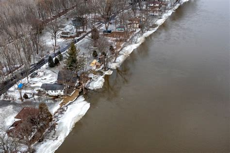 Grand River flooding scene captured by drone images as forecast calls ...