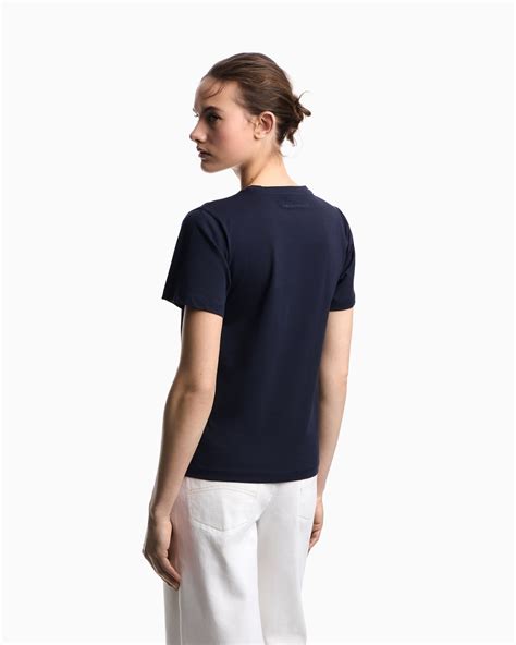 Organic jersey T-shirt with ASV print and polka dots | Emporio Armani