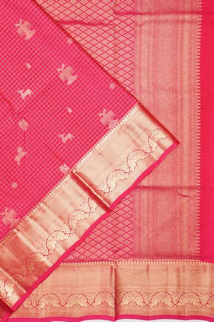 Coimbatore Soft Silk Checks And Butta Rani Pink