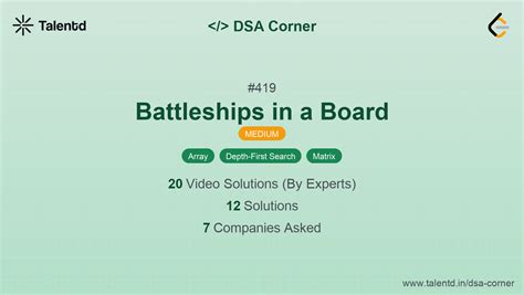 419. Battleships in a Board - Solution & Explanation | FleetCode ...