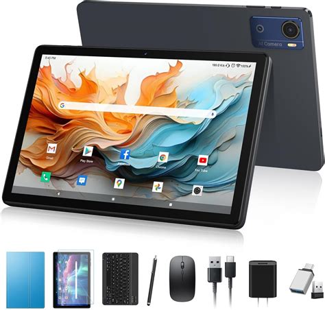 Tablette Android 16 10,1", 12 Go + 64 Go, tablettes 2 en 1 avec clavier ...