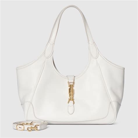 Bolsa tote pequeña Mercato en piel blanca | GUCCI® MX