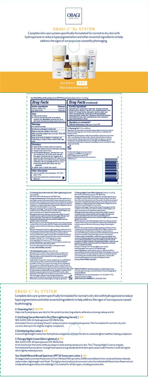 FDA Label for Obagi-c C-rx System Normal-dry Skin Intervention Kit ...