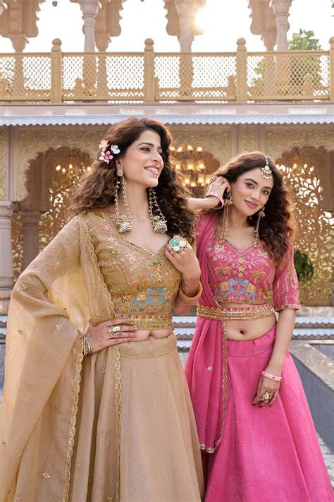 Designer Slub Silk Lehenga Choli with Embroidery Dori Sequins Work Dup ...