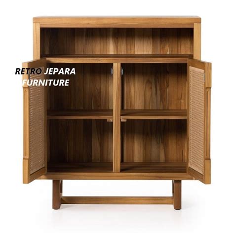 Jual Cabinet Pintu Rotan Bufet Pajangan Bufet Kopi Kayu Jati Mix Rotan