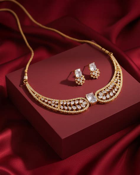 White Nuha Designer Indo Western Necklace With Earrings – Shona's Style