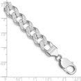 925 Sterling Silver Rhodium Plated 11.0mm Pave Curb Chain Bracelet 9 ...