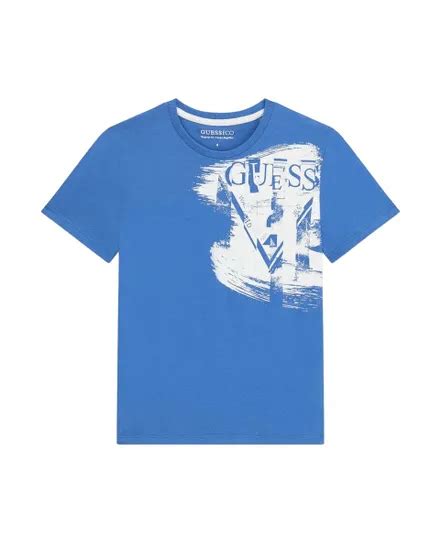 T-shirt GUESS Kids : coton bio doux, logo stylé - Bleu Yves - Ref ...