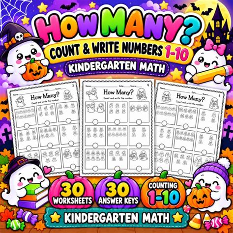 How Many? Counting Worksheets 1–10 | Count and Write | Kindergarten Math