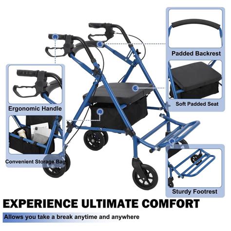2 in 1 Rollator Walker Transport Chair with Seat, Rollator Wheelchair ...
