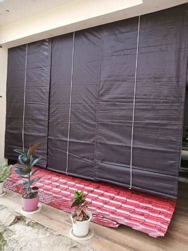 Waterproof Bamboo Curtains for Balcony Roller Rollup Blinds Blue Bamboo ...