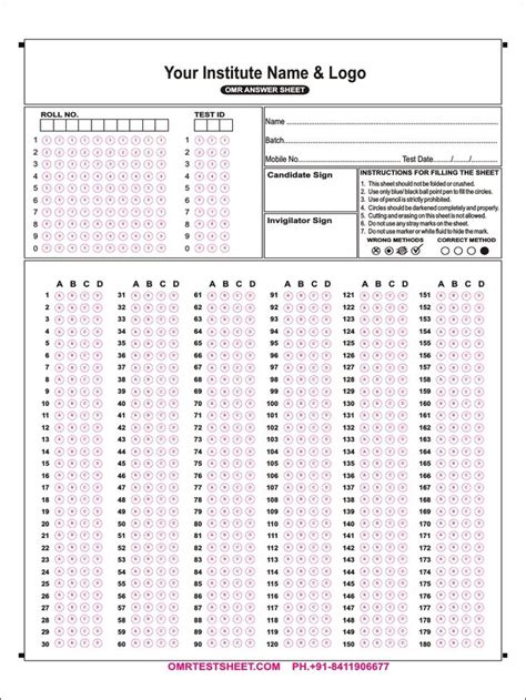 Questions Omr Sheet Pdf Writing Implements