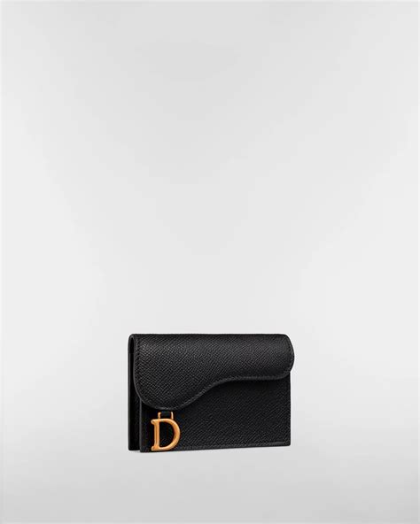 Saddle Bloom Card Holder Black Grained Calfskin | DIOR IN
