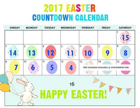 Free Printable Easter Countdown Calendar