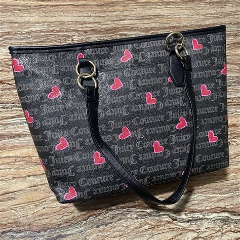 Juicy Couture Bag Large Black Red Heart Juicy Couture Purse Tote Bag EBay