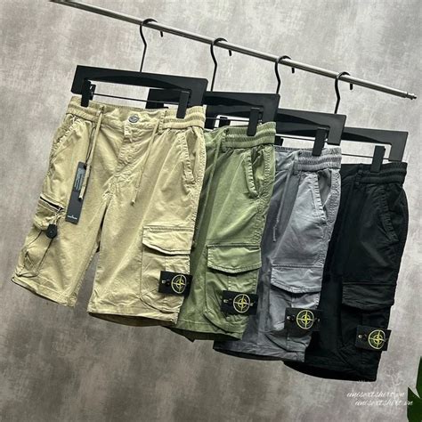 Stone island Cotton Nam Quân Đội Quần Short Hàng Hóa Túi Chiến Đấu Làm